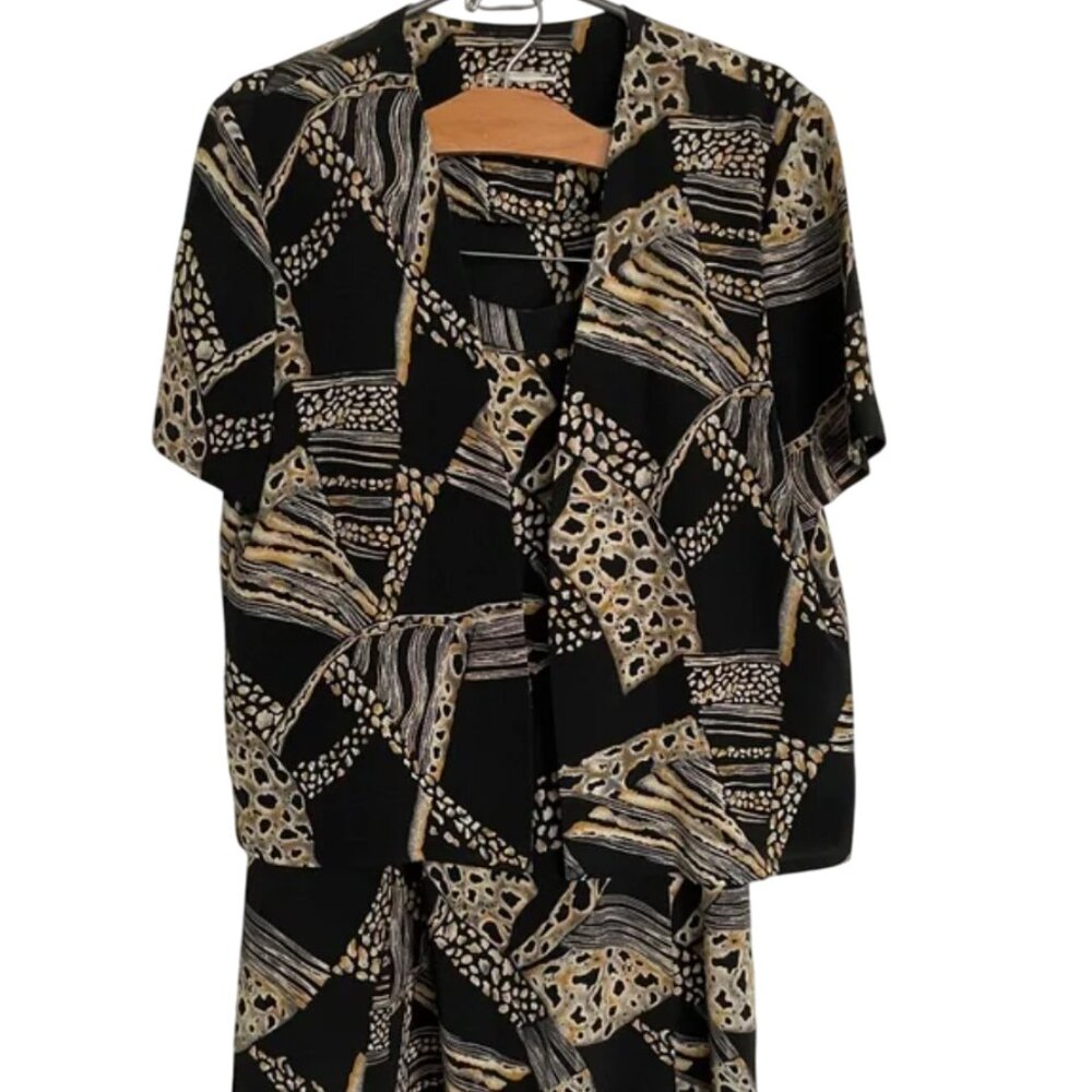 Vintage Leopard Print Jacket and Skirt